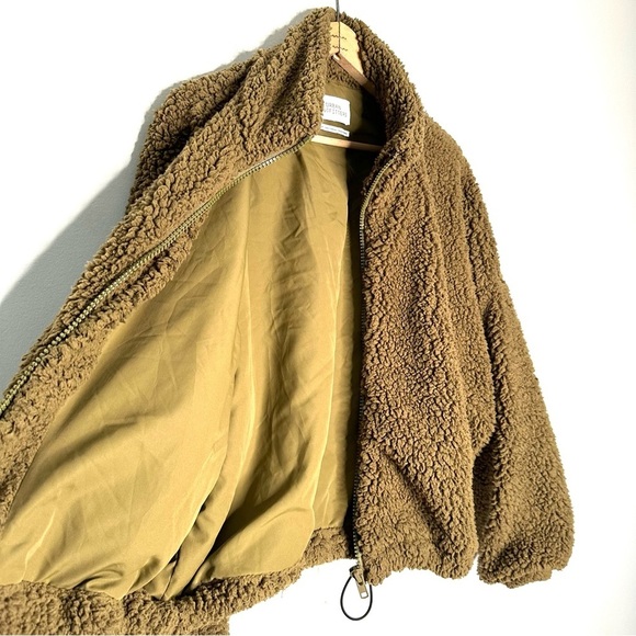 Urban Outfitters | Olive Green Willow Fuzzy Drawstring Teddy Jacket Size Medium - Picture 7 of 11